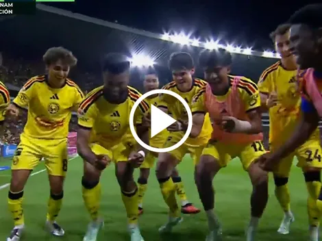La épica celebración del plantel de América en el gol de Miguel Borja