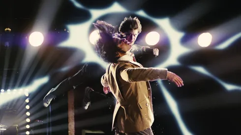 (L to R) Ramona?s evil ex Matthew Patel (SATYA BHABHA) takes a hit from Scott Pilgrim (MICHAEL CERA) in the amazing story of one romantic slacker?s quest to power up with love: the action-comedy ?Scott Pilgrim vs. the World?.