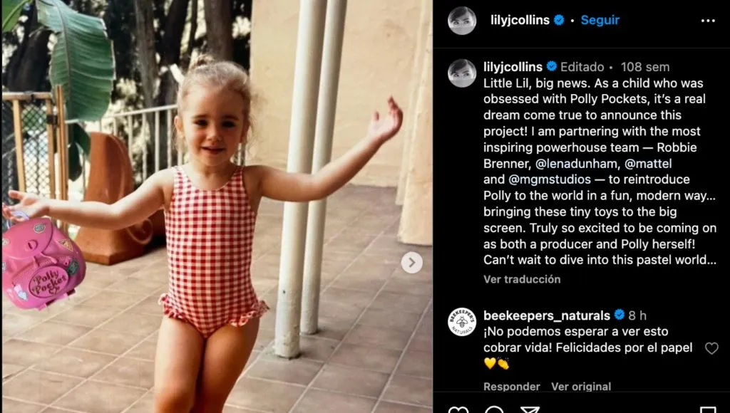 Lily Collins compartió su emoción por ser ‘Polly Pocket’ (Instagram)