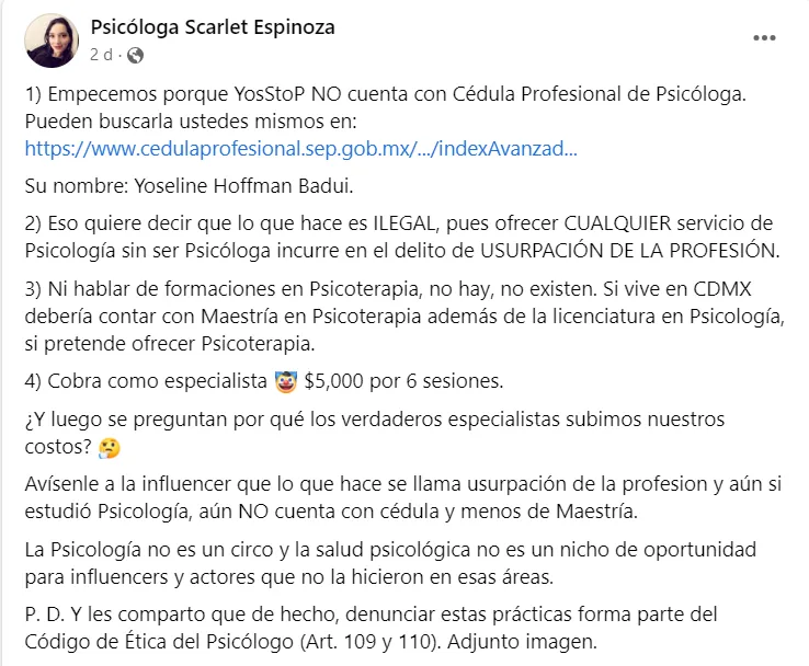 Imagen: Psicóloga Scarlet Espinoza.