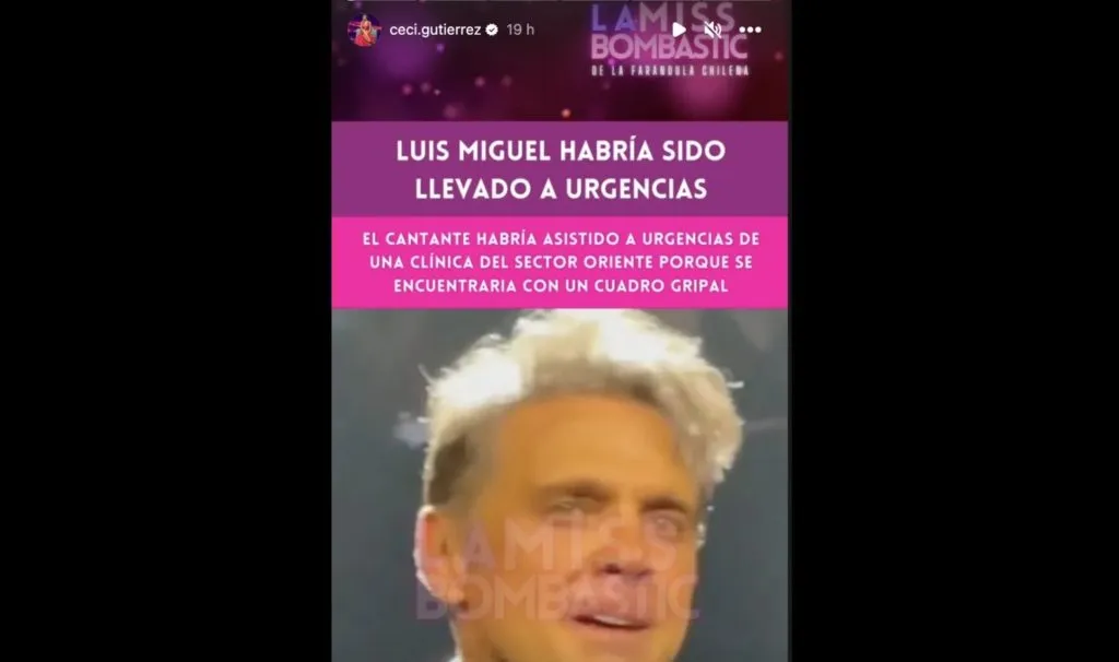Luis Miguel tuvo un cuadro gripal (IG @ceci.guitierrez)