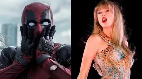 Ryan Reynolds como Deadpool de Marvel y Taylor Swift.