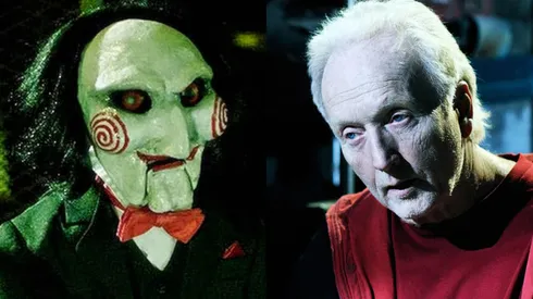 Dos de las figuras más icónicas de la saga Saw, John Kramer y el muñeco de Jigsaw.