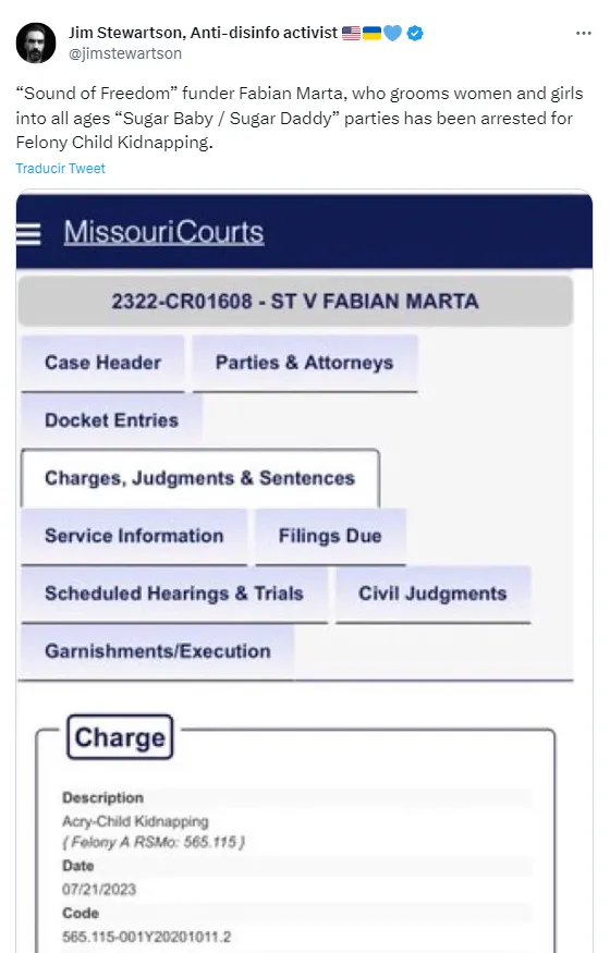 La situación de Marta también fue difundida en redes sociales por el activista Jim Stewartson. Imagen: Twitter.