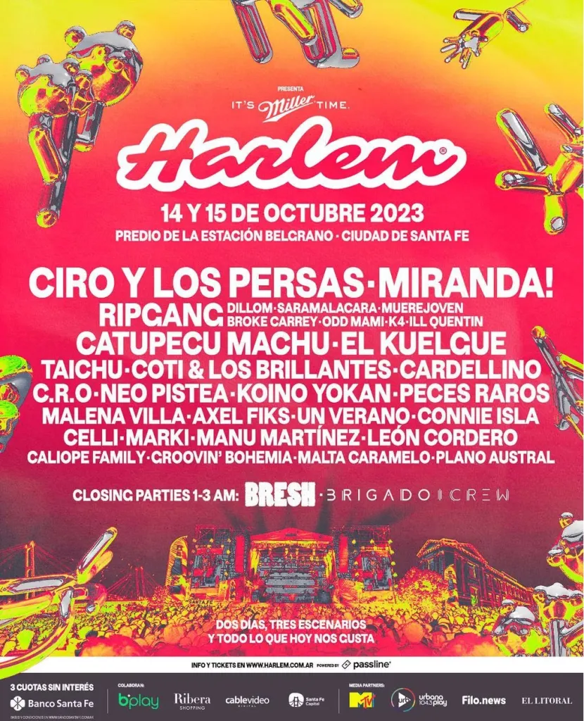 El line up completo del evento.