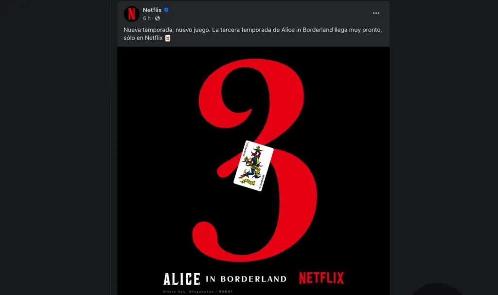 La temporada 3 de ‘Alice in Borderland’ en Netflix (Facebook)