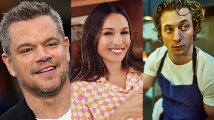 Matt Damon, Pampita y Jeremy Allen White.