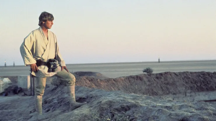 American actor Mark Hamill on the set of Star Wars: Episode IV - A New Hope written, directed and produced by Georges Lucas. (Photo by Sunset Boulevard/Corbis via Getty Images)