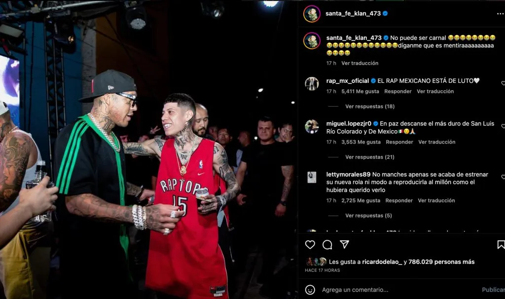 Santa Fe Klan lamentó la muerte de su amigo (Instagram)