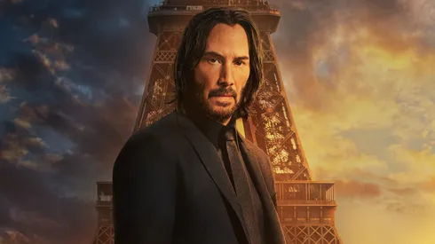 Keanu Reeves en el afiche oficial de John Wick 4.