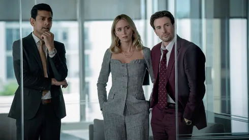 Andy Garcia, Chris Evans y Emily Blunt en El Negocio del Dolor.