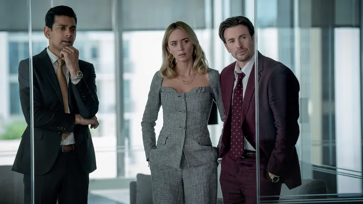 Andy Garcia, Chris Evans y Emily Blunt en El Negocio del Dolor.
