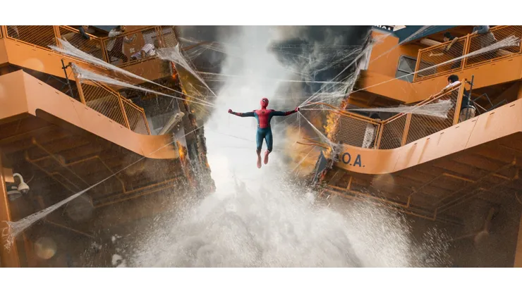 Spider-Man struggles to pull the ferry together in Columbia Pictures' SPIDER-MAN™: HOMECOMING.
