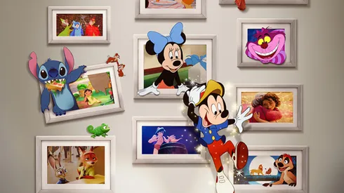 Algunos de los cientos de personajes que aparecen en el cortometraje que celebra los 100 años de existencia de Disney.