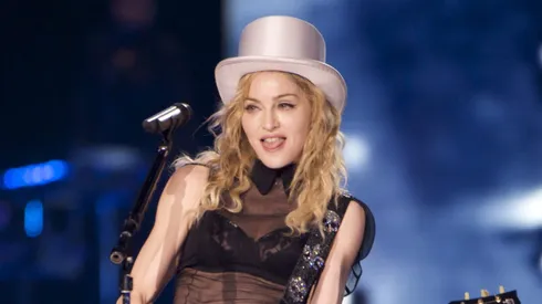 MADRID, SPAIN - JULY 23: Singer Madonna performs on stage at Vicente Calderon Stadium on July 23, 2009 in Madrid, Spain. (Photo by Carlos Alvarez/Getty Images)