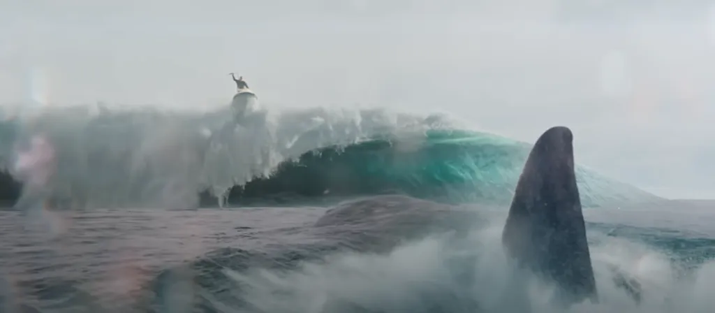 Jason Statham se enfrenta a un enemigo de proporciones bíblicas en su más reciente cinta. Imagen: @WarnerBrosPicturesLA.