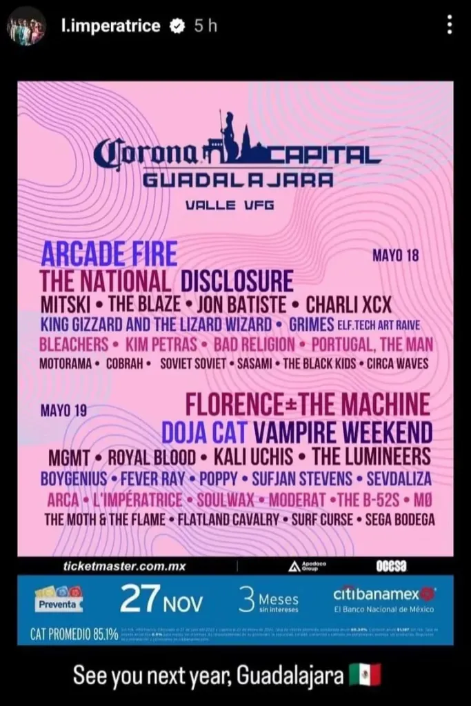 Estos serían los artistas del Corona Capital Guadalajara 2024.