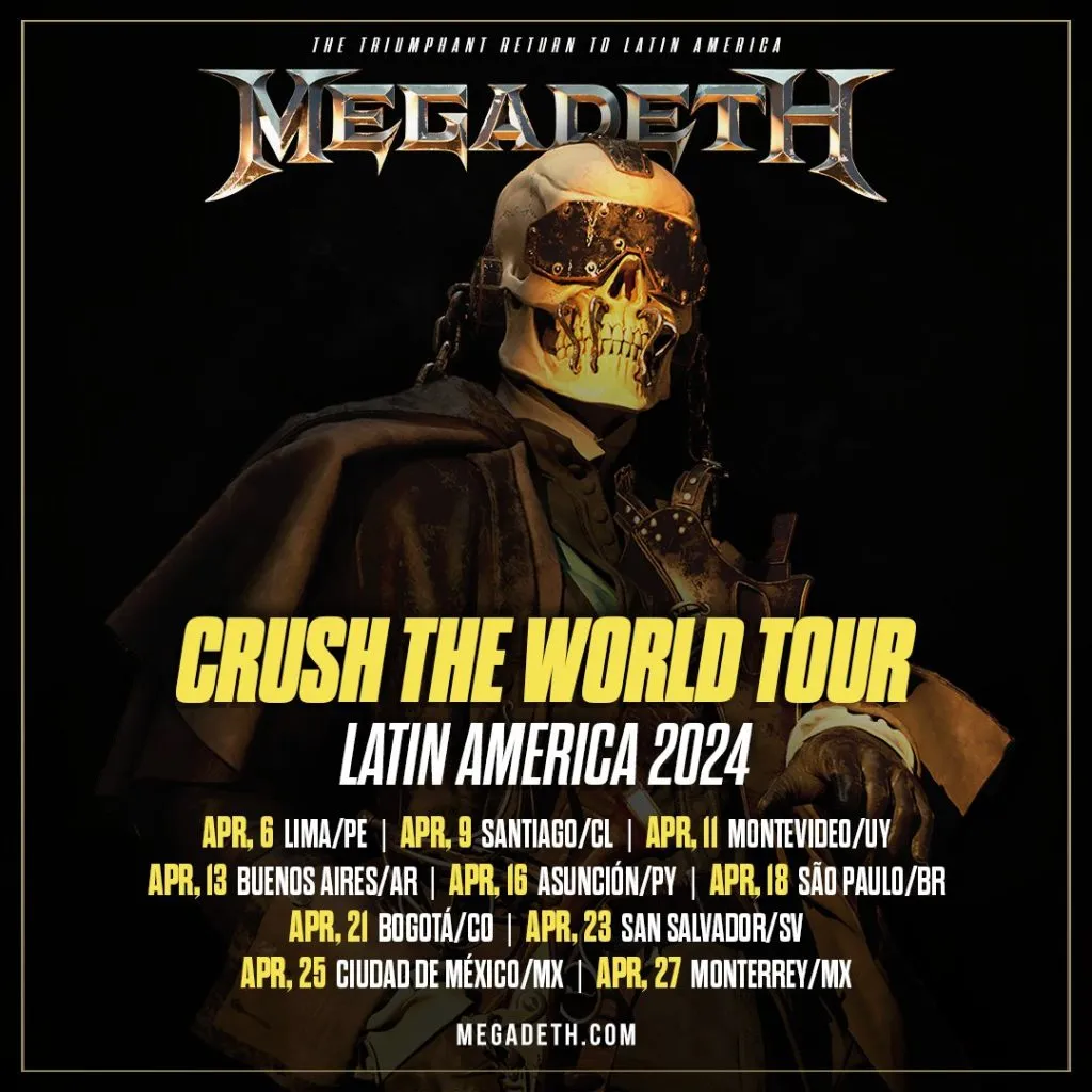 Las otras paradas del Crush the World Tour, de Megadeth.