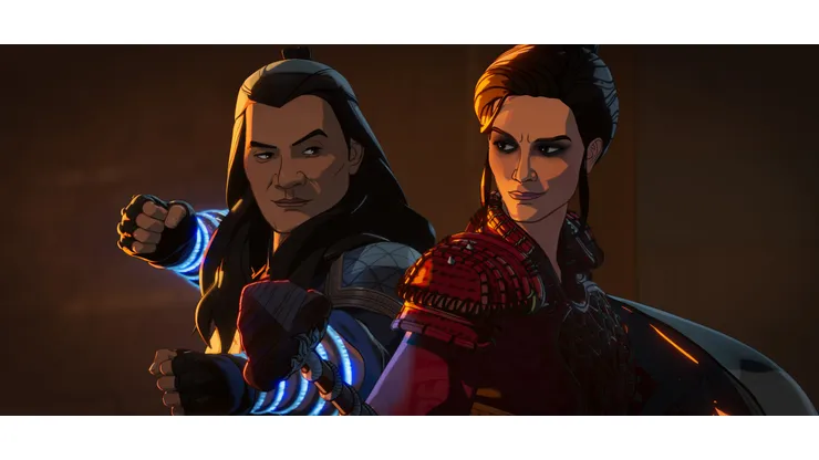 (L-R): Xu Wenwu and Hela in Marvel Studios' WHAT IF…?, Season 2 exclusively on Disney+. © 2023 MARVEL.