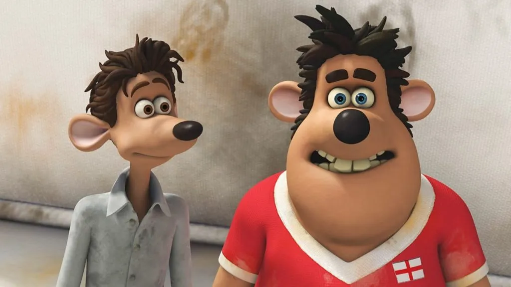 En la imagen vemos a Roddy junto a Sid, el ratón por el que termina expulsado de su casa a través del retrete. Imagen: Cinema 21.