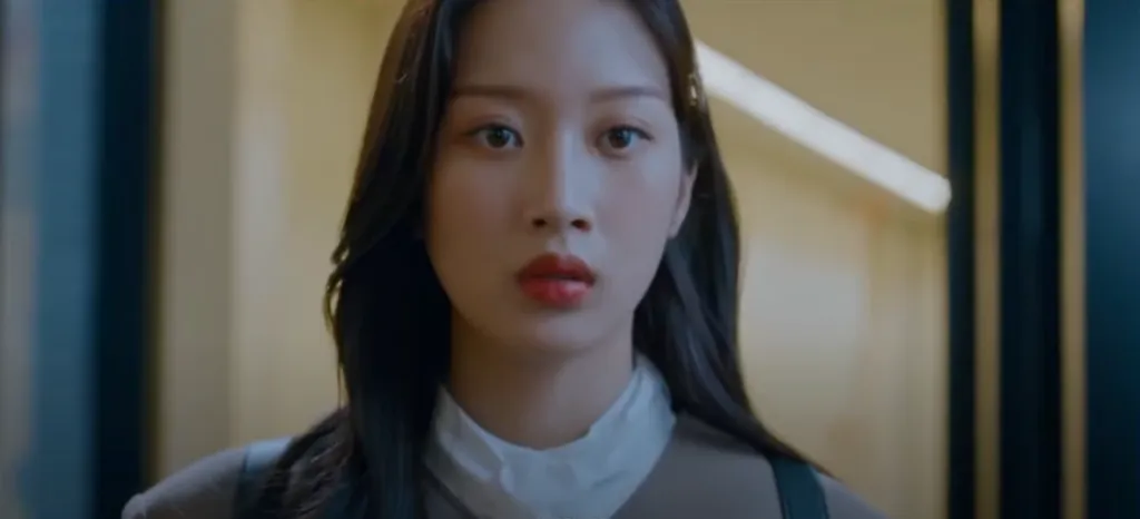 La actriz Moon Ga-young encarna a Lim Ju-kyung, quien logra un gran cambio en su vida, al llegar a su nueva escuela. Imagen: @hae-jx5tx.