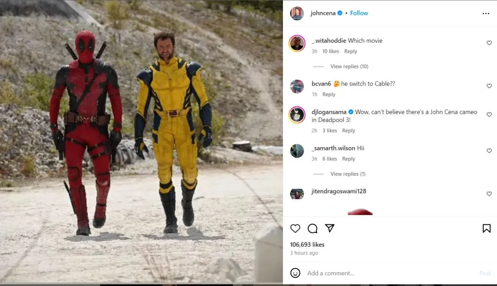 “¿Qué película?”, escribió en su posteo. (Instagram)