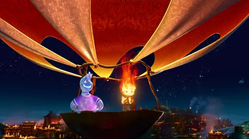 FUELING THE FIRE – Sparks fly in Disney and Pixar’s “Elemental” when Ember, a tough, quick-witted and fiery young woman, gets to know a fun, sappy, go-with-the-flow guy named Wade. Featuring the voices of Mamoudou Athie and Leah Lewis as Wade and Ember, respectively, “Elemental” releases on June 16, 2023. © 2023 Disney/Pixar. All Rights Reserved.