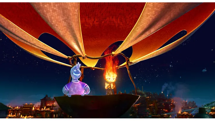 FUELING THE FIRE – Sparks fly in Disney and Pixar’s “Elemental” when Ember, a tough, quick-witted and fiery young woman, gets to know a fun, sappy, go-with-the-flow guy named Wade. Featuring the voices of Mamoudou Athie and Leah Lewis as Wade and Ember, respectively, “Elemental” releases on June 16, 2023. © 2023 Disney/Pixar. All Rights Reserved.