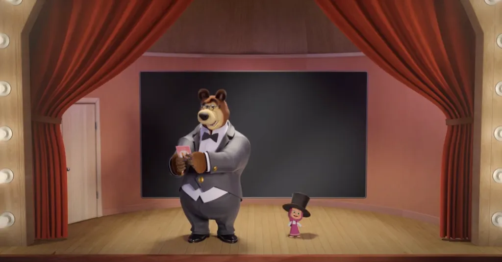 Masha y el Oso celebrarán las fiestas decembrinas junto a sus nuevos amigos. Imagen: @conpochoclos1047.