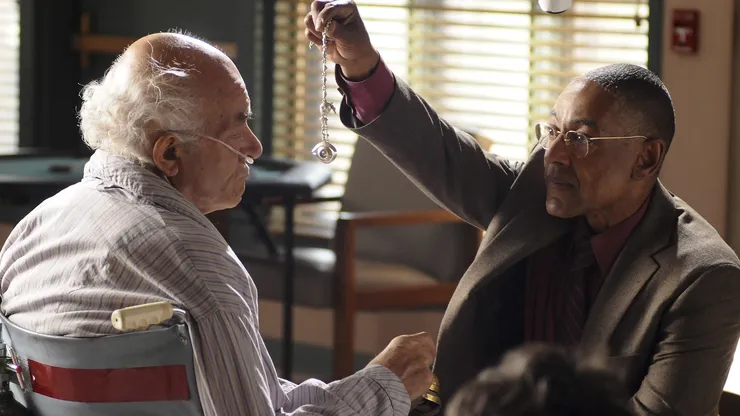 Hector ‘Tio’ Salamanca (Mark Margolis) and Gustavo ‘Gus’ Fring (Giancarlo Esposito) - Breaking Bad - Season 4, Episode 11 - Photo Credit Ursula Coyote/AMC - BBEpisode411Day3(CamB1)-188