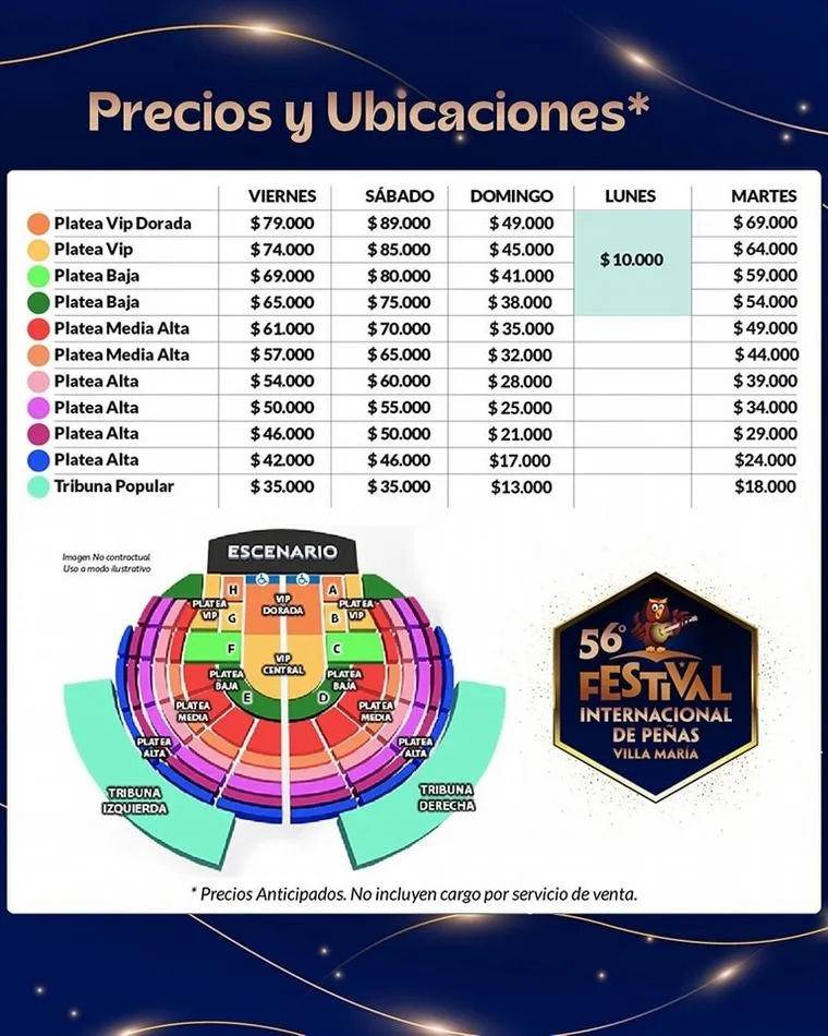 Los precios del Festival Villa María de Argentina 2024 confirmados.