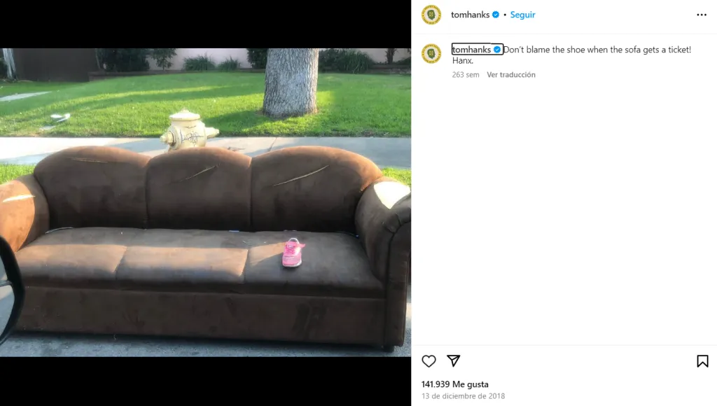 Este tipo de imágenes son las que fueron señaladas por los internautas para hacer graves acusaciones al actor quien, como se puede ver, borró la opción para hacer comentarios. Imagen: @tomhanks.