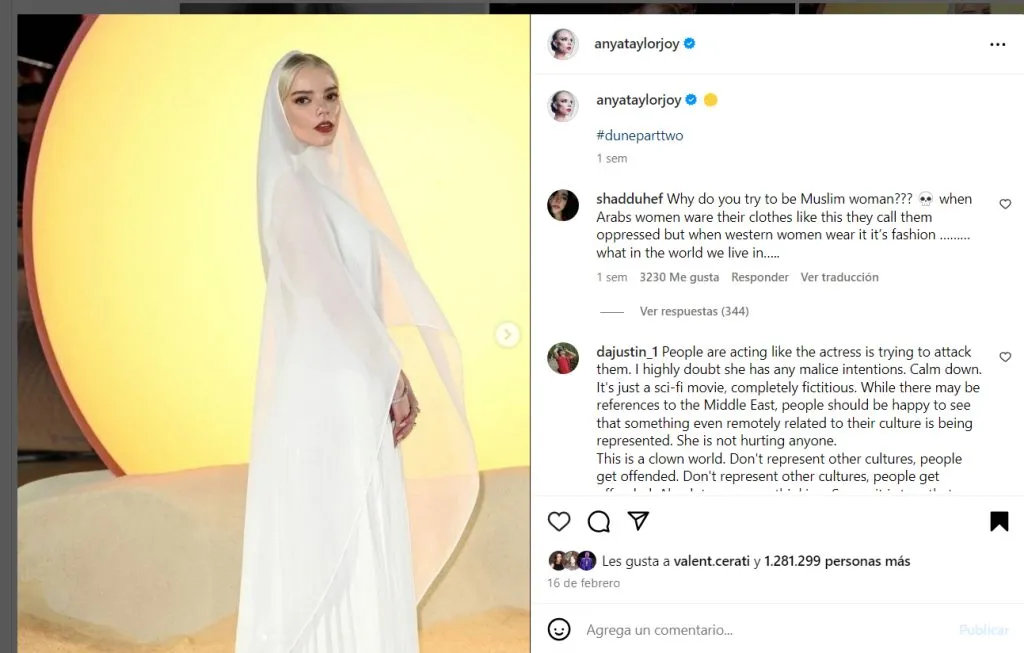 Anya Taylor-Joy en la avant premier de Duna. (Instagram)