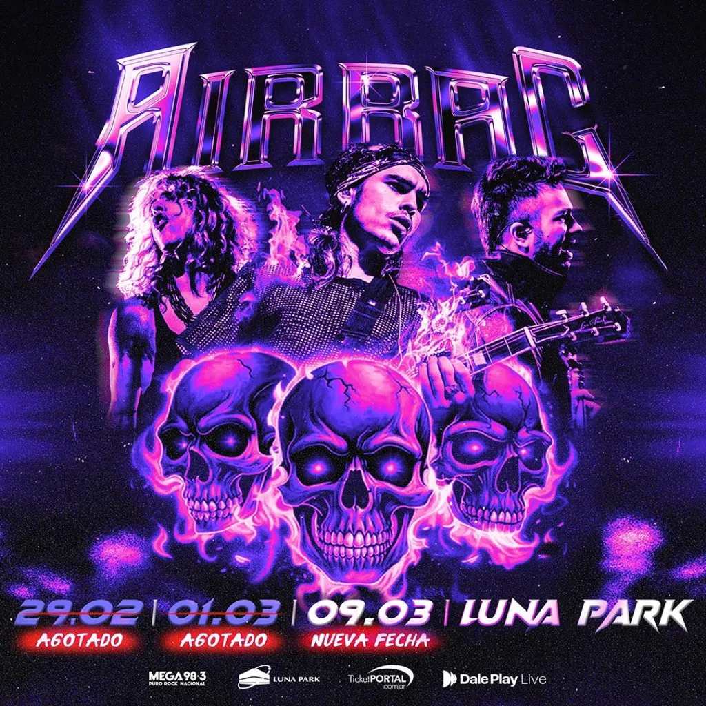 Airbag anunció tercera fecha el Luna Park Argentina 2024.