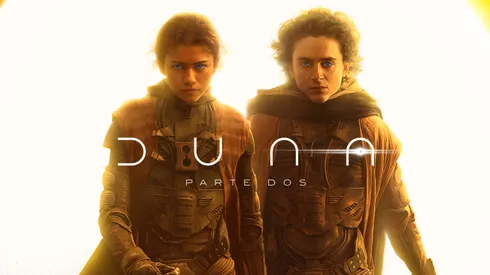 Los protagonistas de Dune, Parte 2 en uno de los afiches principales de la película.