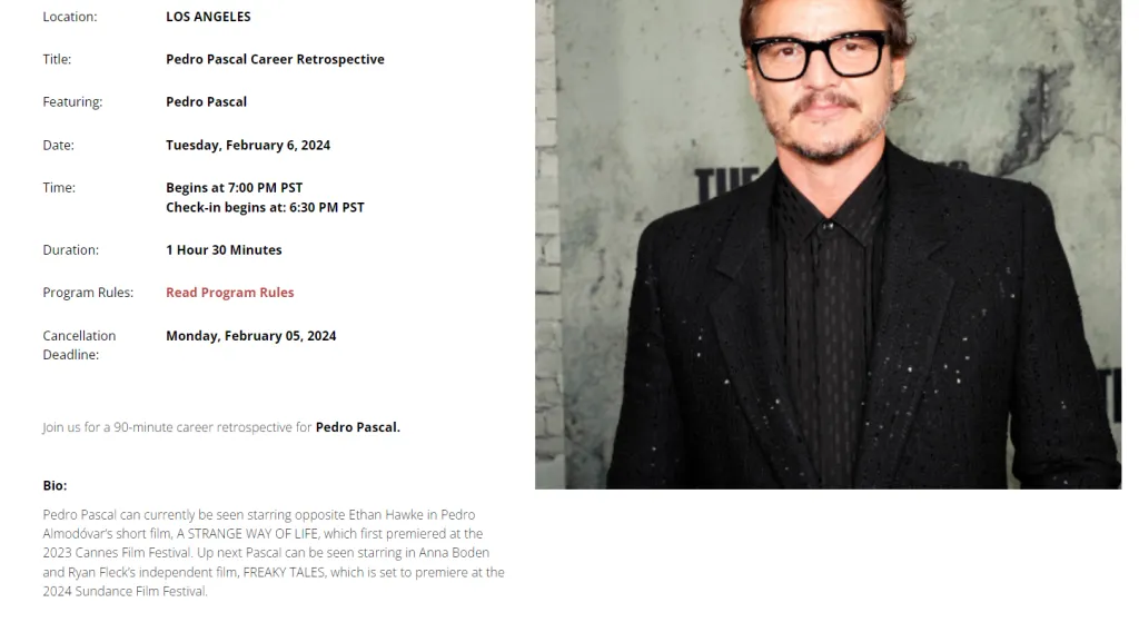 De esta página fue de donde salió el rumor de que Pedro Pascal será Reed Richards. Imagen: members.sagfoundation.org.