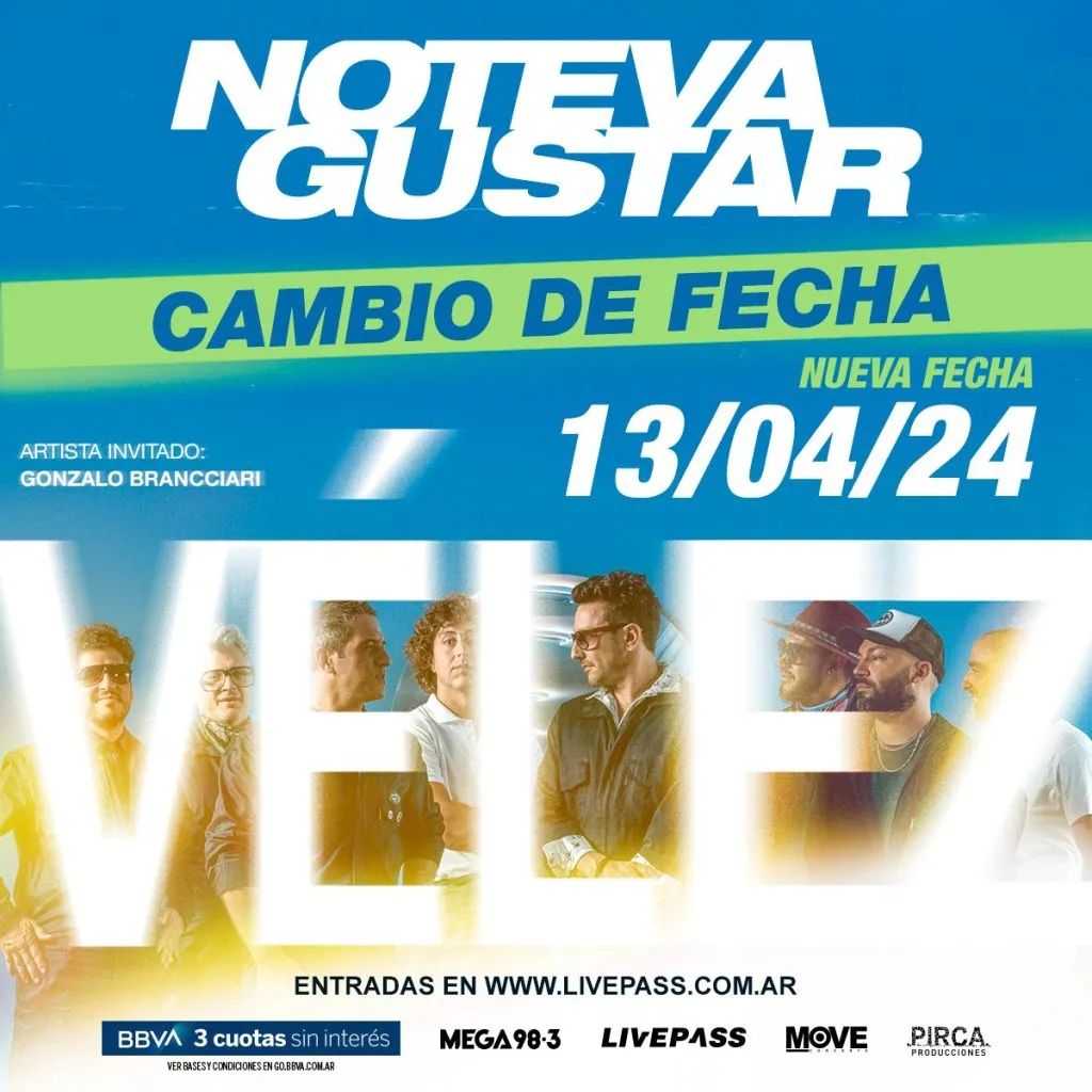 La nueva fecha del concierto de No Te Va Gustar en Vélez Argentina 2024.