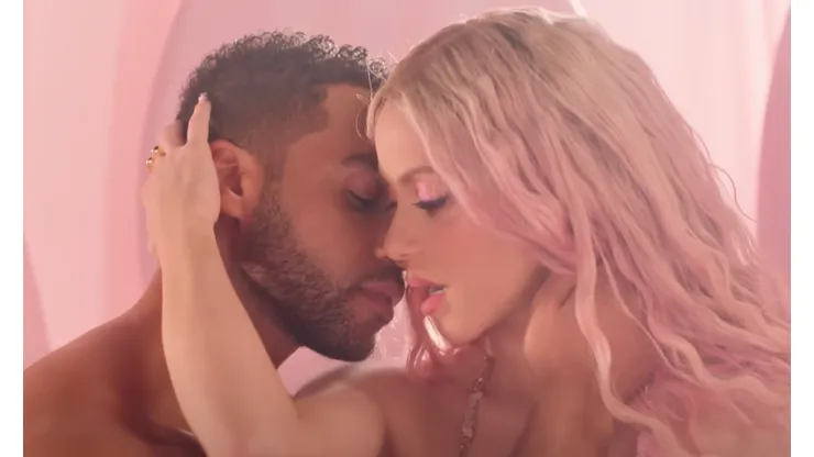 Shakira y Lucien Laviscount en el video de 'Puntería'
