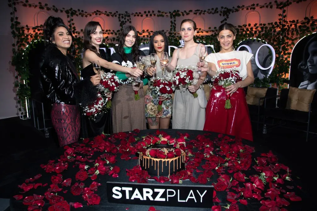 Coty Camacho, Ximena Romo, Bárbara López, Leidi Gutiérrez, Natasha Dupeyrón e Ilse Salas, asisten a la Premiere Virtual de Señorita 89, en Quarry Studios en la Ciudad de México, México. Imagen: Getty Images.