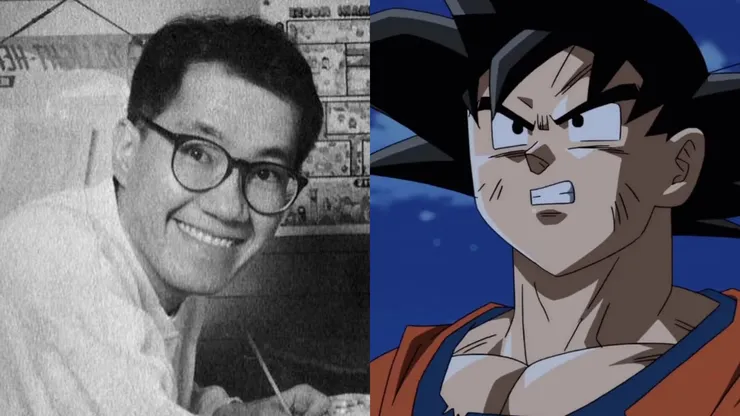Akira Toriyama junto a su más grandes creación Son Gokú, el protagonista de la saga Dragon Ball.