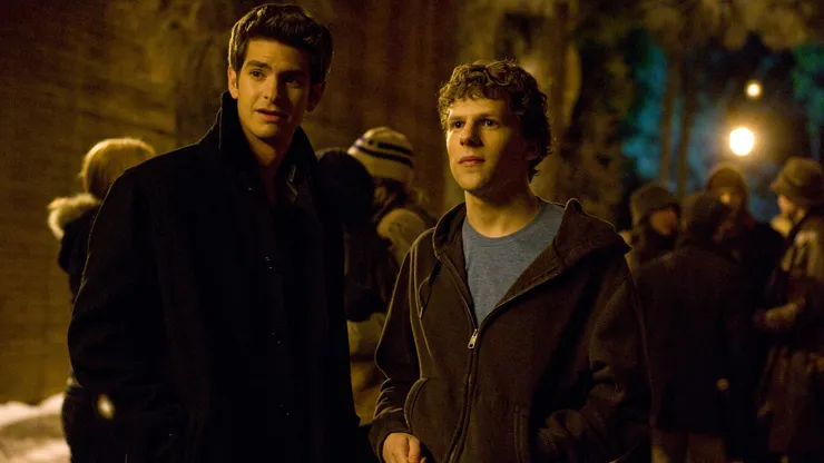 Andrew Garfield, left, and Jesse Eisenberg stars as "Mark Zuckerberg" in Columbia Pictures' THE SOCIAL NETWORK.
