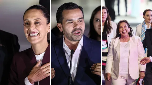 Imagen de las candidatas y el candidato, al llegar al anterior debate presidencial.