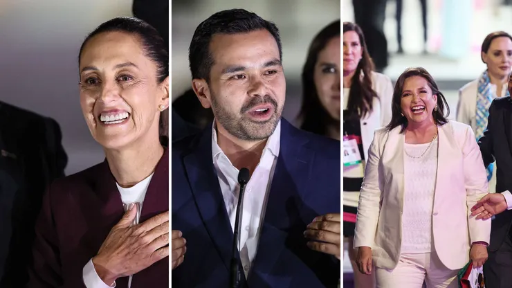 Imagen de las candidatas y el candidato, al llegar al anterior debate presidencial.