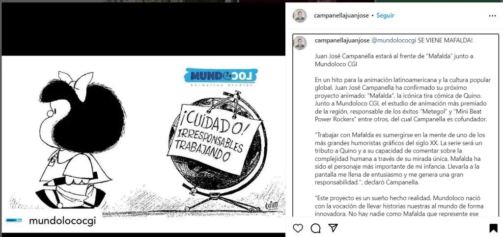 El posteo en las redes del director. (Instagram)