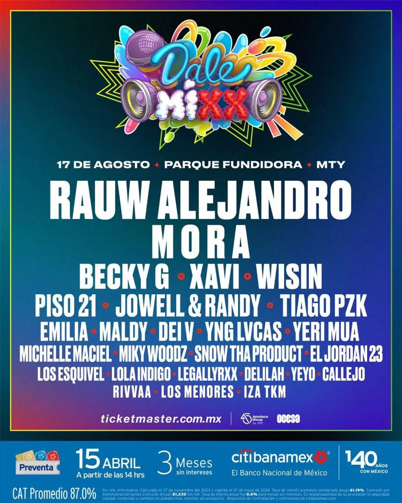 Así es el Cartel de artistas oficial de Dale Mixx México 2024.