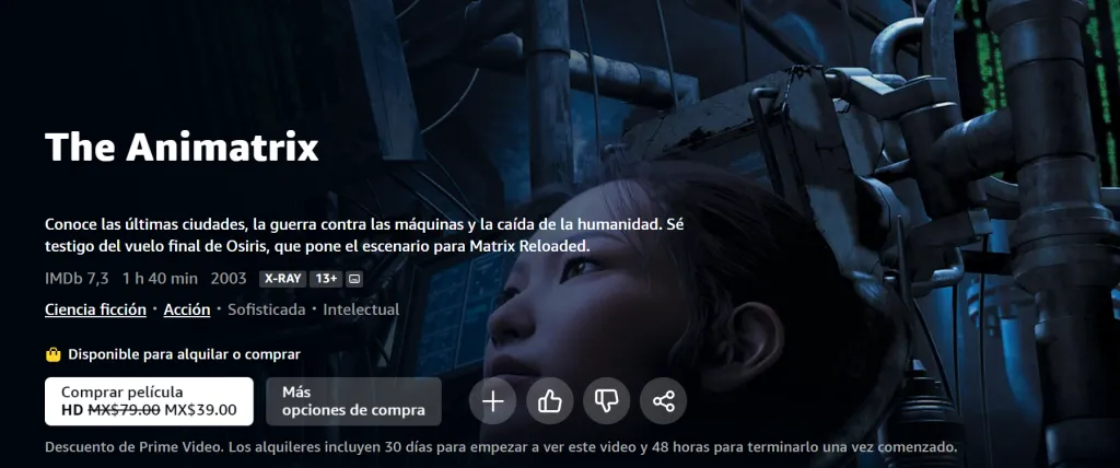 Animatrix ya puede verse en Prime Video. Imagen: Prime Video.