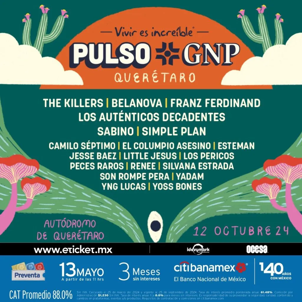 Se reveló el cartel de artistas del Pulso GNP de México.