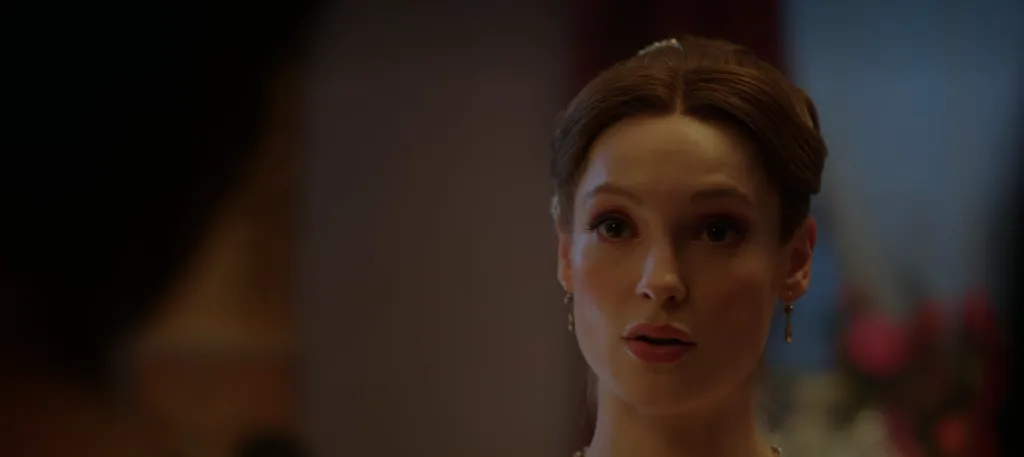 Francesca Bridgerton quedó visiblemente impactada al conocer a Michaela. Imagen: Netflix.