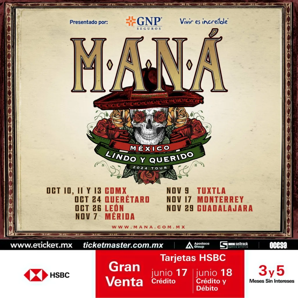 Se revelaron detalles de boletos para Maná en México 2024.