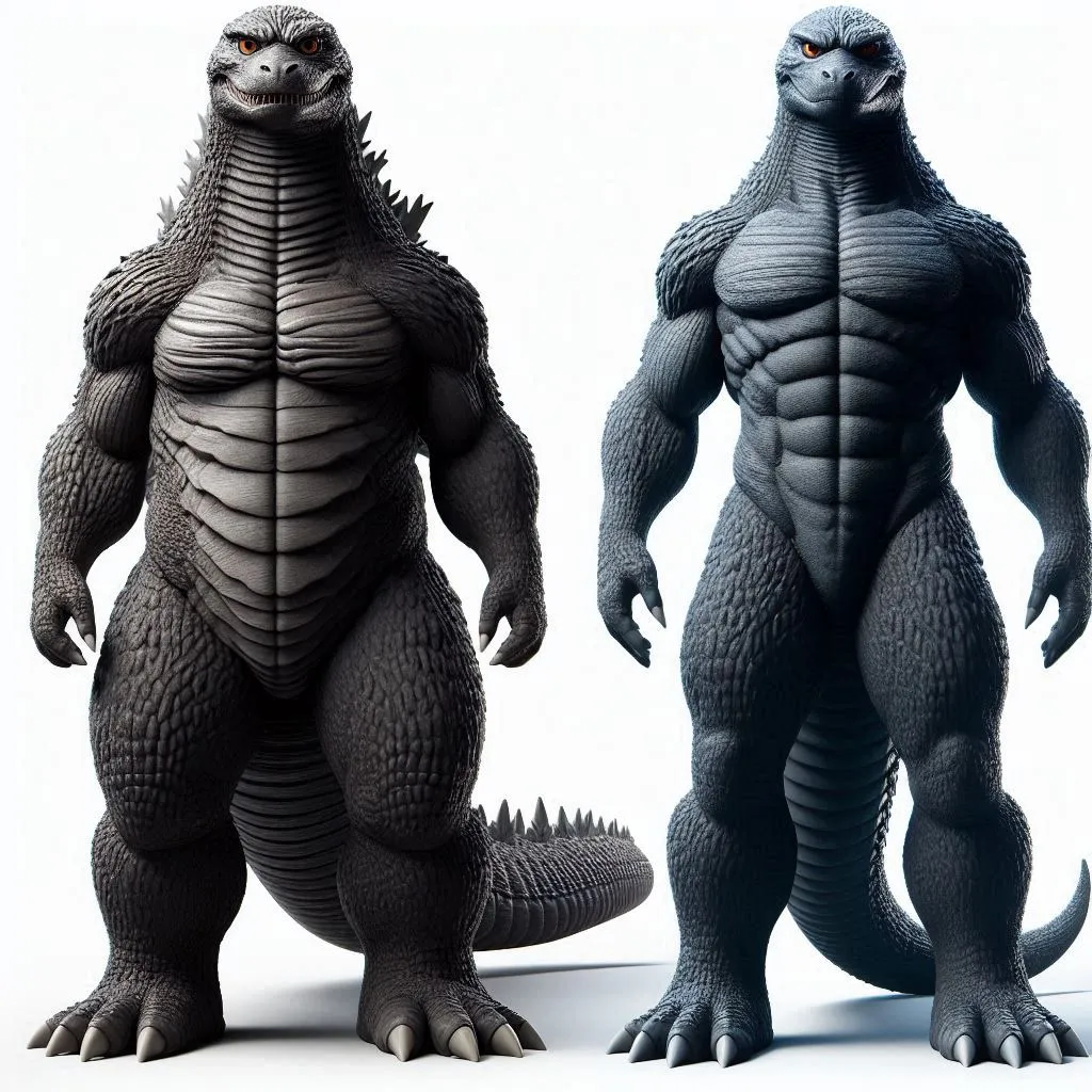 En su última imagen, la inteligencia artificial nos ofrece a un Godzilla un poco más cercano a su versión de Minus One. Imagen: Copilot, de Bing.